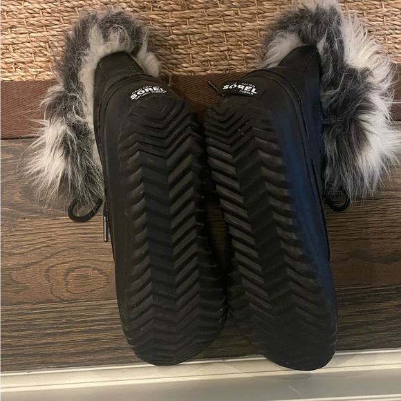 SOREL Women's Out N About Faux Fur Lux Winter Rain Snow Boots, Black, SOLD OUT - Picture 8 of 9